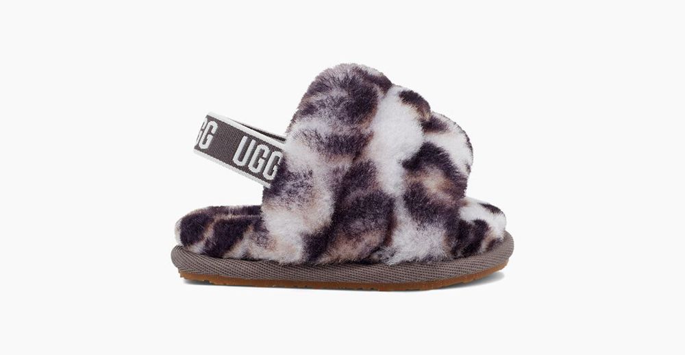 Ugg Fluff Yeah Her Print - Kids Slides - Leopard - NZ (5382YQOVC)